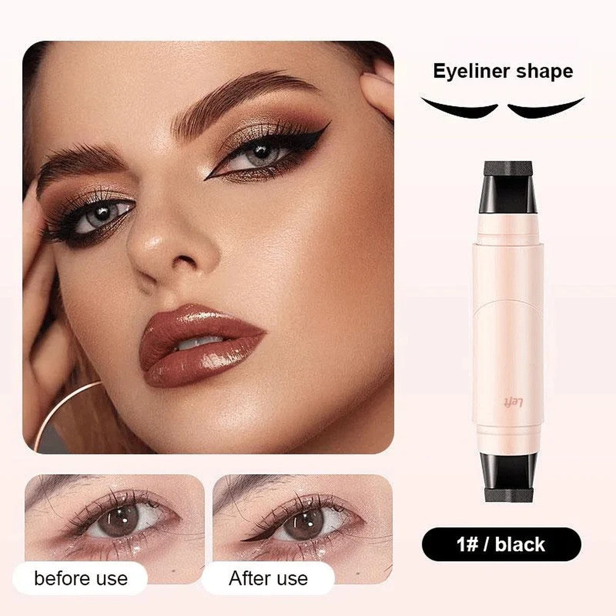 Rotating Eyeliner Stamp Pen – Dual-Head Design with Wing Stamp, Quick-Dry, Long-Lasting